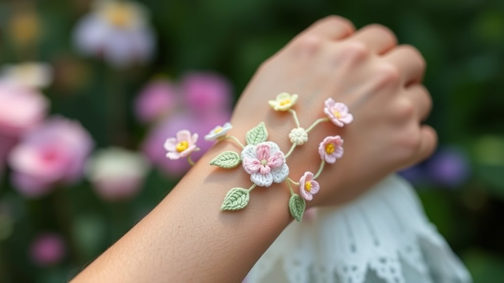 delicate floral crochet bracelets