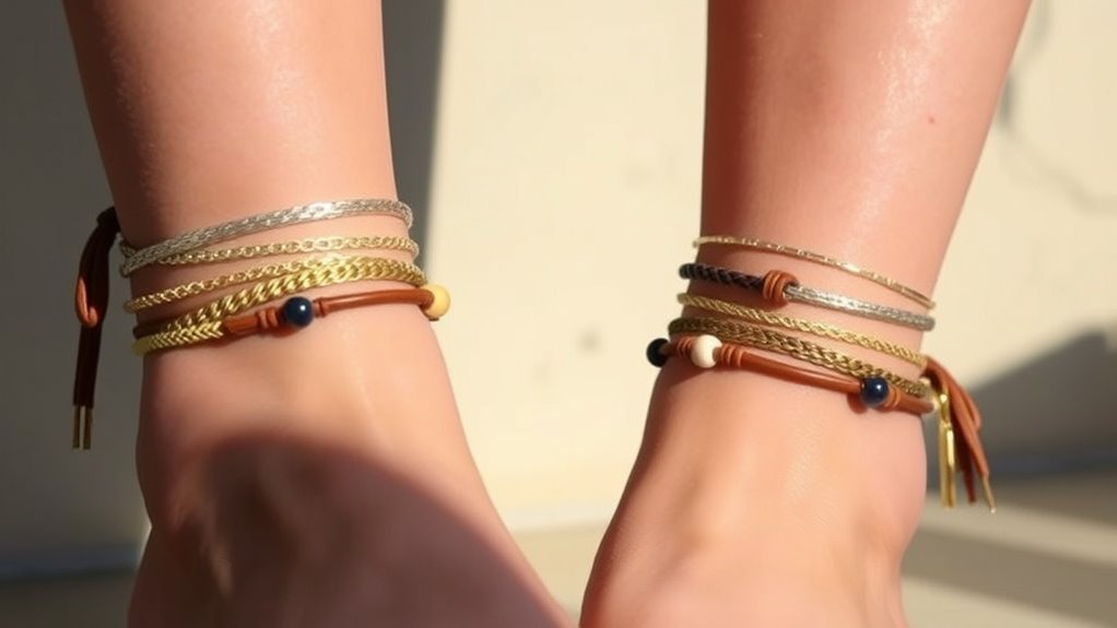 eclectic layered anklet styles