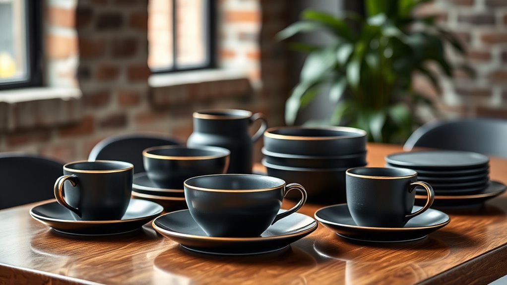 elegant black ceramic dinnerware