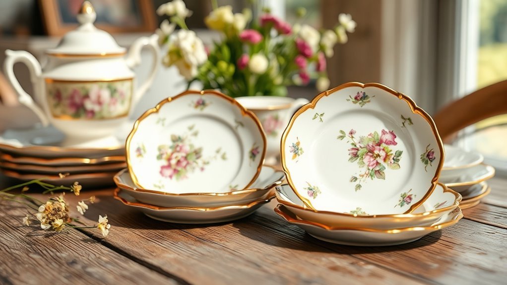 elegant vintage floral plates