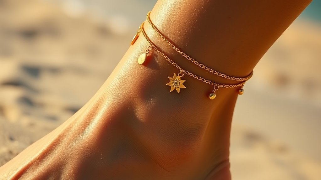 personalized gold charm anklets