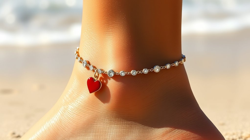 playful heart enamel anklet