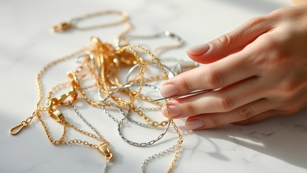 untangle necklaces with care